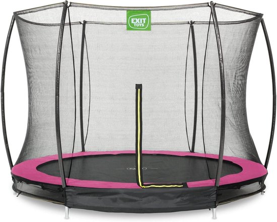 Inbouw Trampoline Rond ø244 cm - Veilige Inground Tuintrampoline voor Buiten met Veiligheidsnet en Roze Afwerking