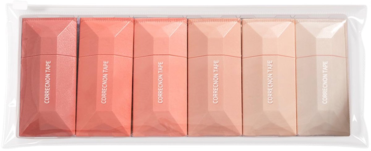 IMPERATORIS® Correctietape - Roller - Direct Overschrijfbaar - Voor School en Kantoor - Witte Tape - 6 Stuks - Rose