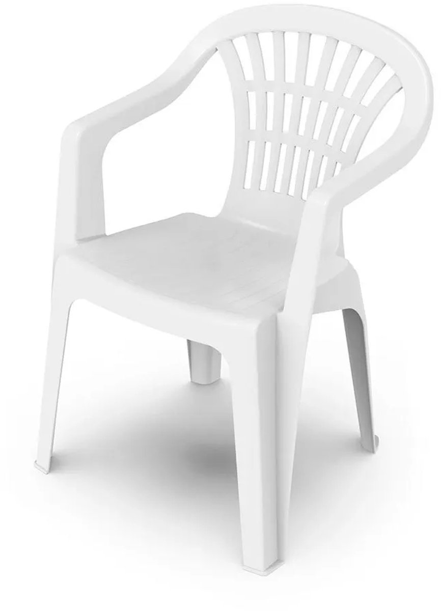 Gerimport kunststof stoel buiten/binnen - wit - stapelbaar