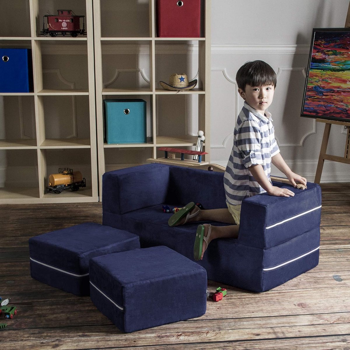 Modulaire Kindersofa met Voetenbank - Opvouwbaar Loungemeubel voor Kinderkamer