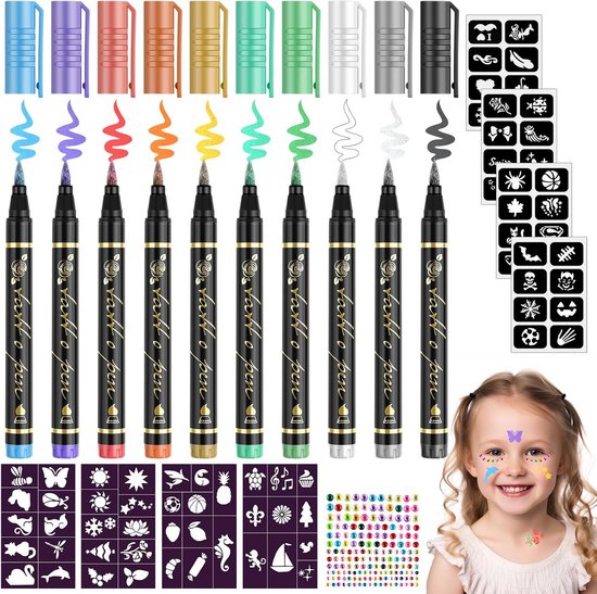 Tattoo Gelpennen voor Kinderen - Glittergel Pennen - Glitterpen