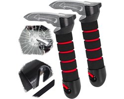 Multifunctionele 3-in-1 In- en uitstaphulp voor de auto - Uitstaphulp - Noodhamer - Autohulp - Instaphulp - Handybar / Handgreep Auto - Voertuigsteun - Ruitenbreker - Gordelsnijder - Autodeurgreephulp - Universeel Autoaccessoire - Rood - 2 stuks