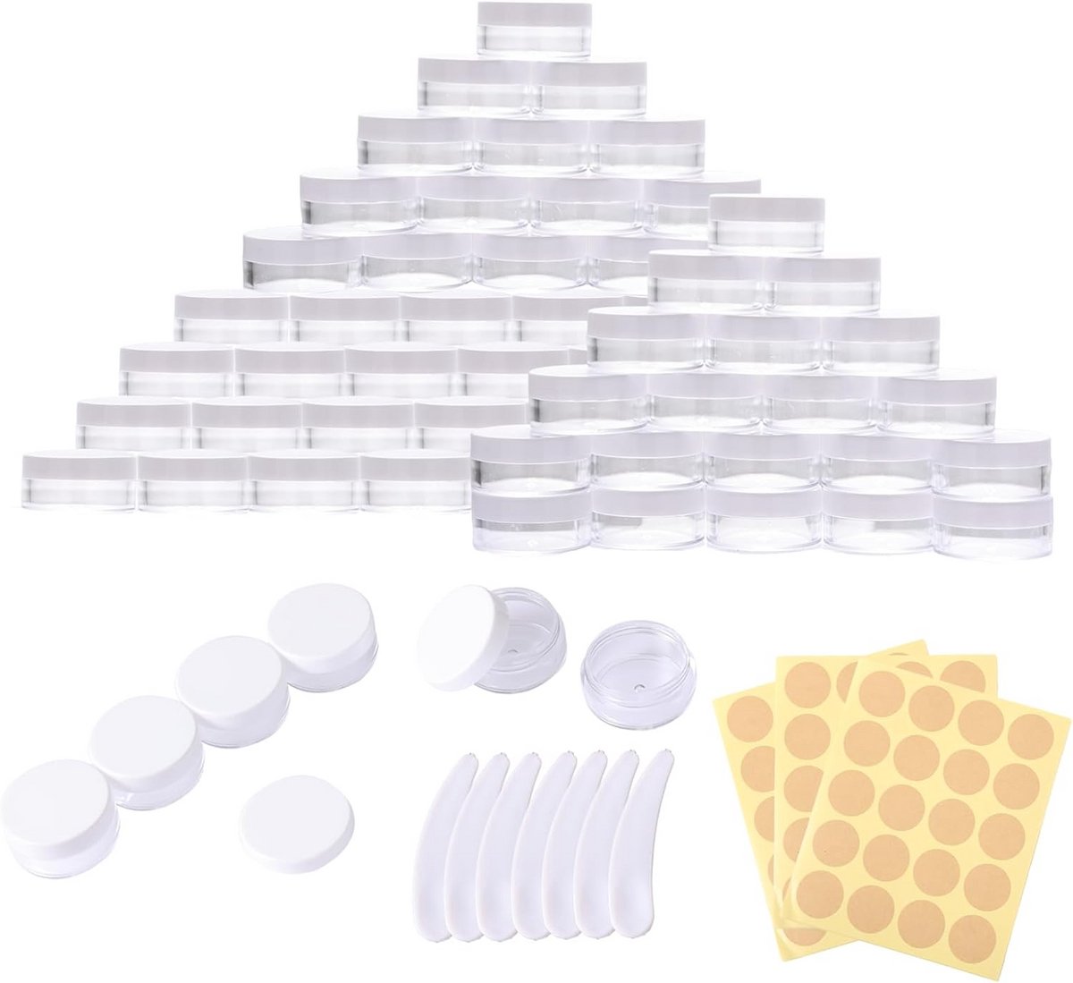 Set van 71 Mini Cosmetica Potjes Met Deksel 5 ml Transparant