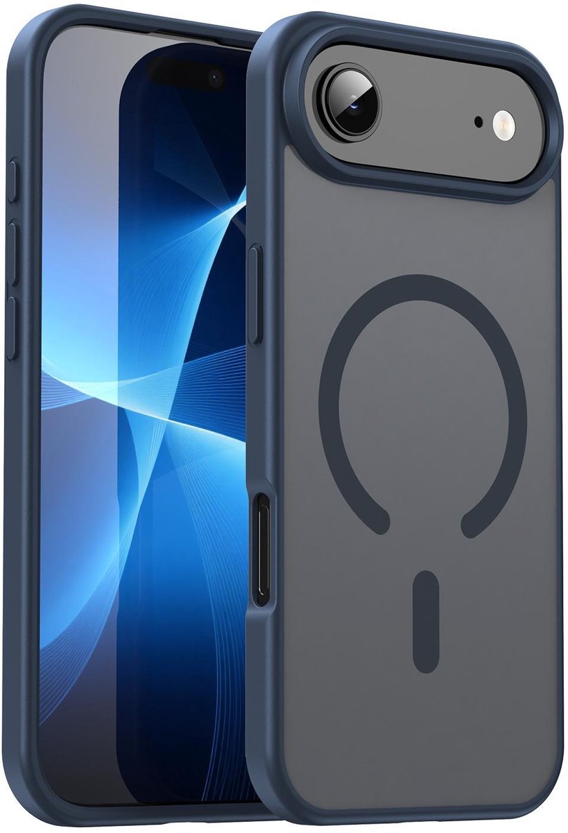 Mobigear Hoesje geschikt voor Apple iPhone Air MagSafe Telefoonhoesje Hardcase | Mobigear Shockproof Backcover | Geschikt voor MagSafe | Geschikt voor Draadloos Opladen met Magnetische Ring | Geschikt voor MagSafe Case - Cyan Blue | Blauw