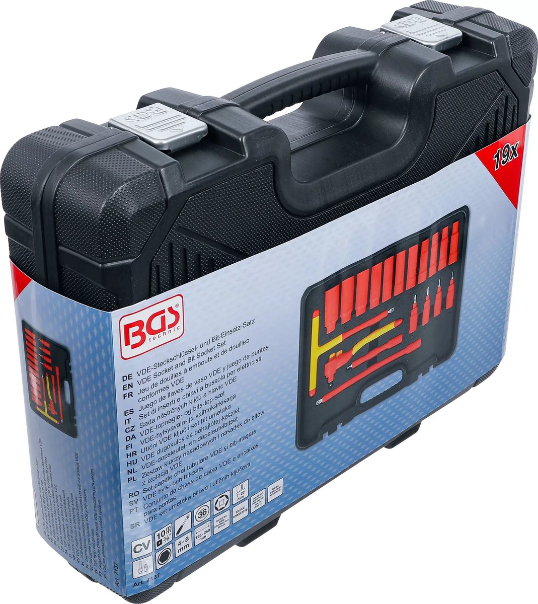 BGS VDE-dopsleutel- en dopsleutelbitset - 3/8 - 19 delig