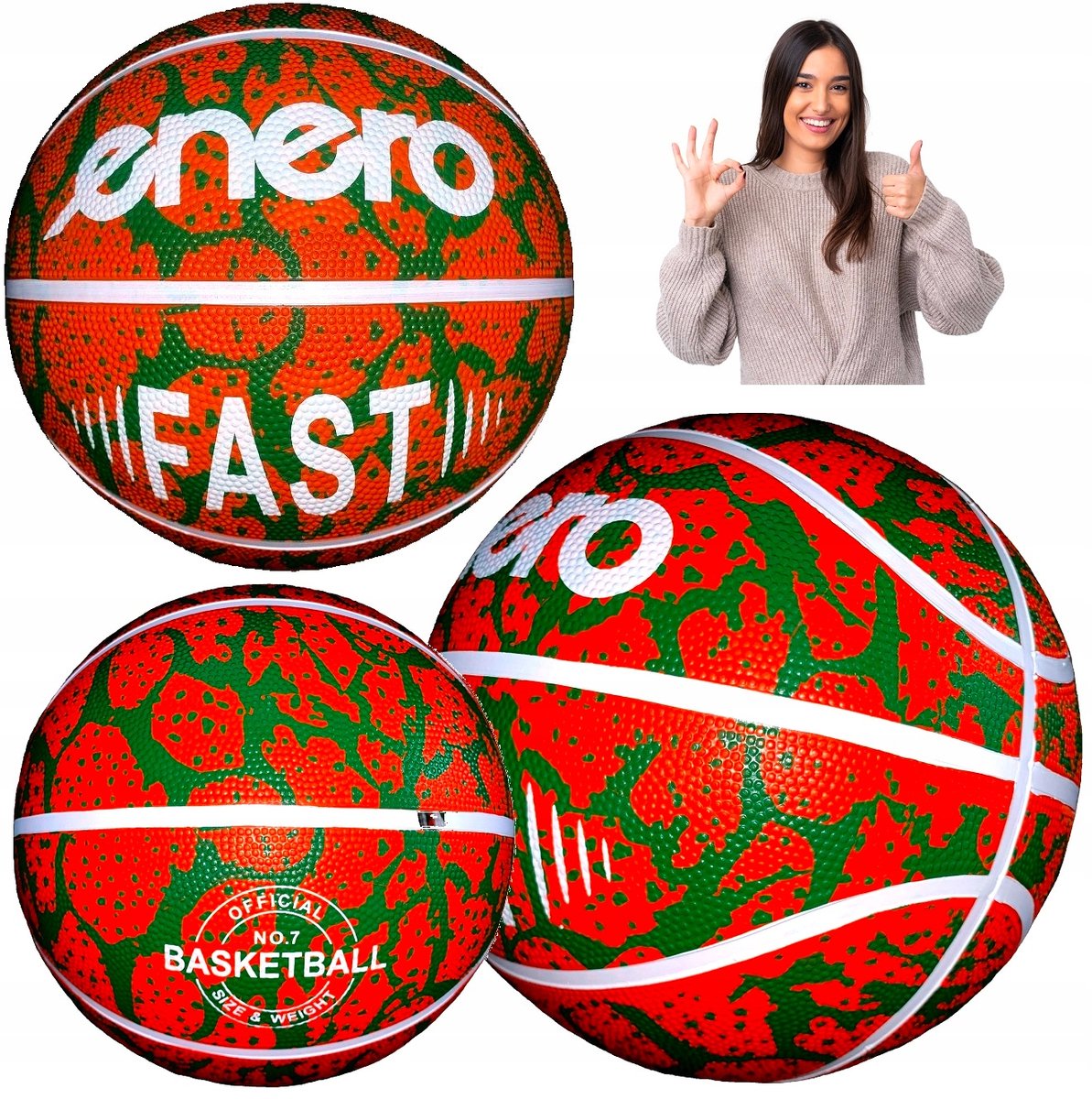 ENERO Basketbal Maat 7 - Stevig en Gripvast - Oranje