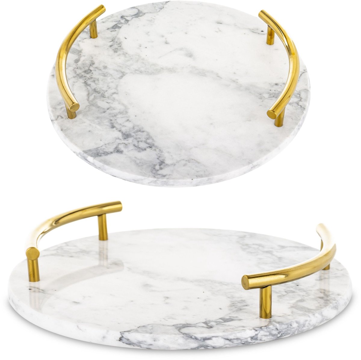 Luxe Marmeren Decoratieve Schaal Goud Wit 25,5x25,5x5,5 cm