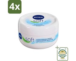 Nivea - Soft Intensive Moisturizing Cream - Face, Body and Hands - 200 ml - Voordeelverpakking - 4 stuks - Gezichtscrème - Bodylotion