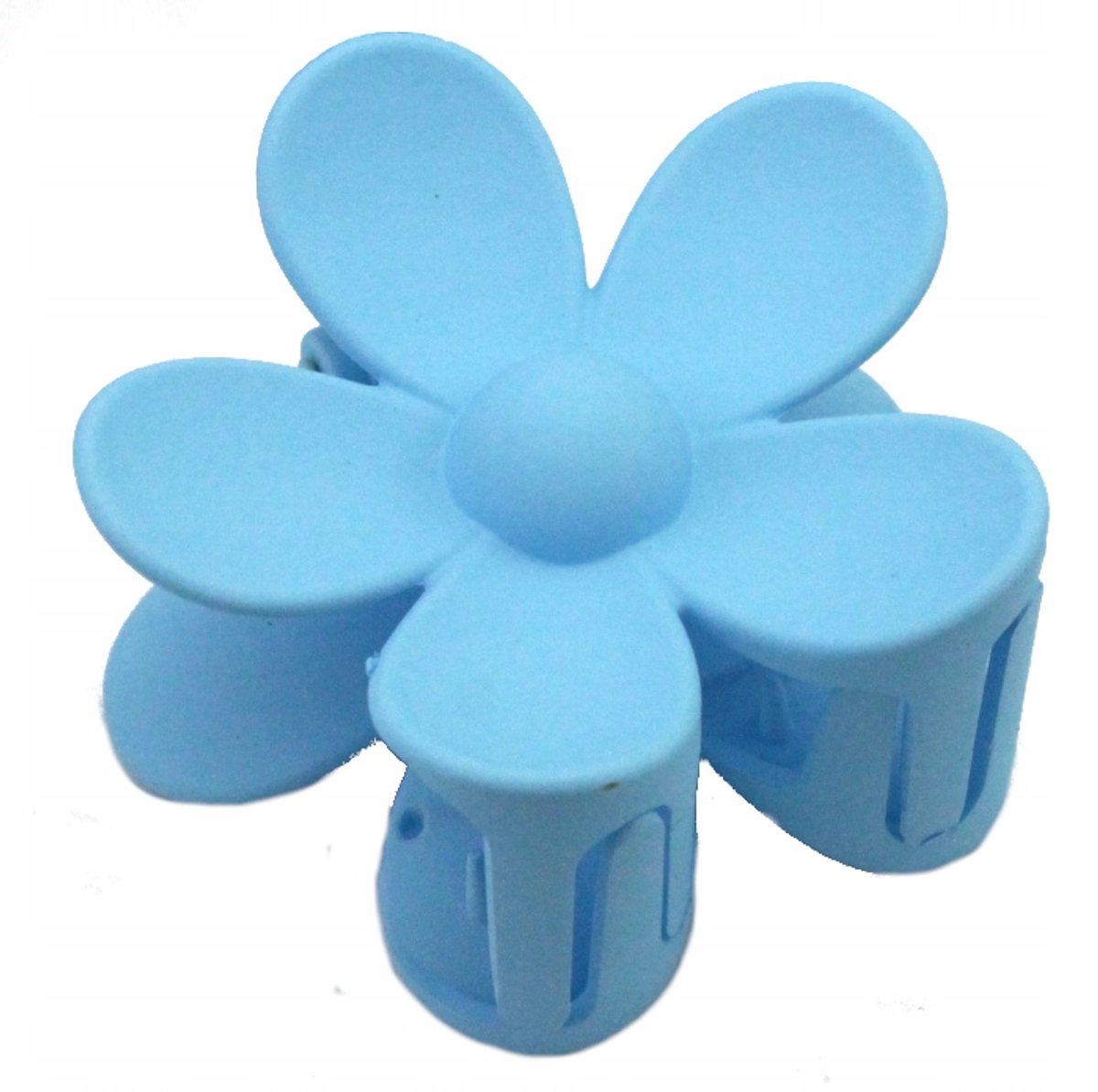 Grote blauwe matte haarclip bloemenvorm