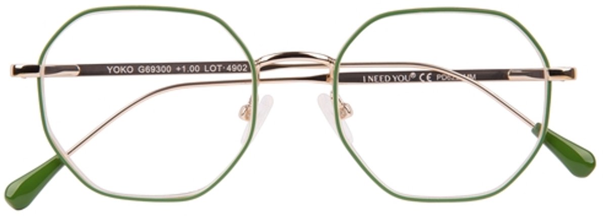 Leesbril i need you +2.00dpt yoko groen-goud