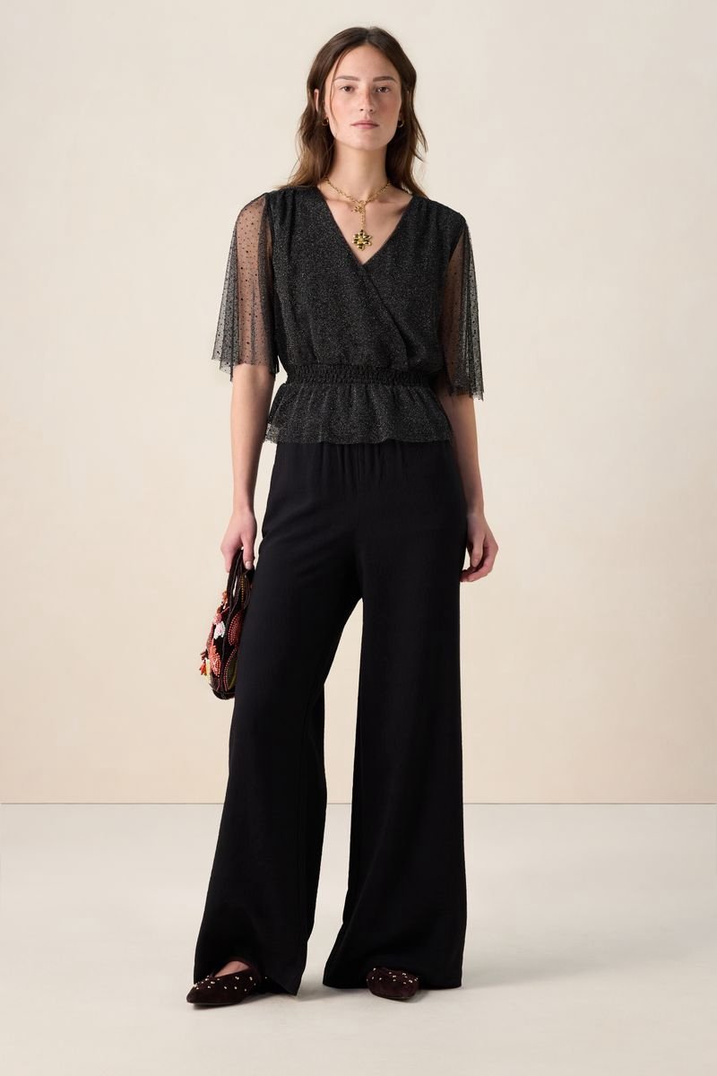 Sissy-Boy - Zwarte high waist wide leg broek