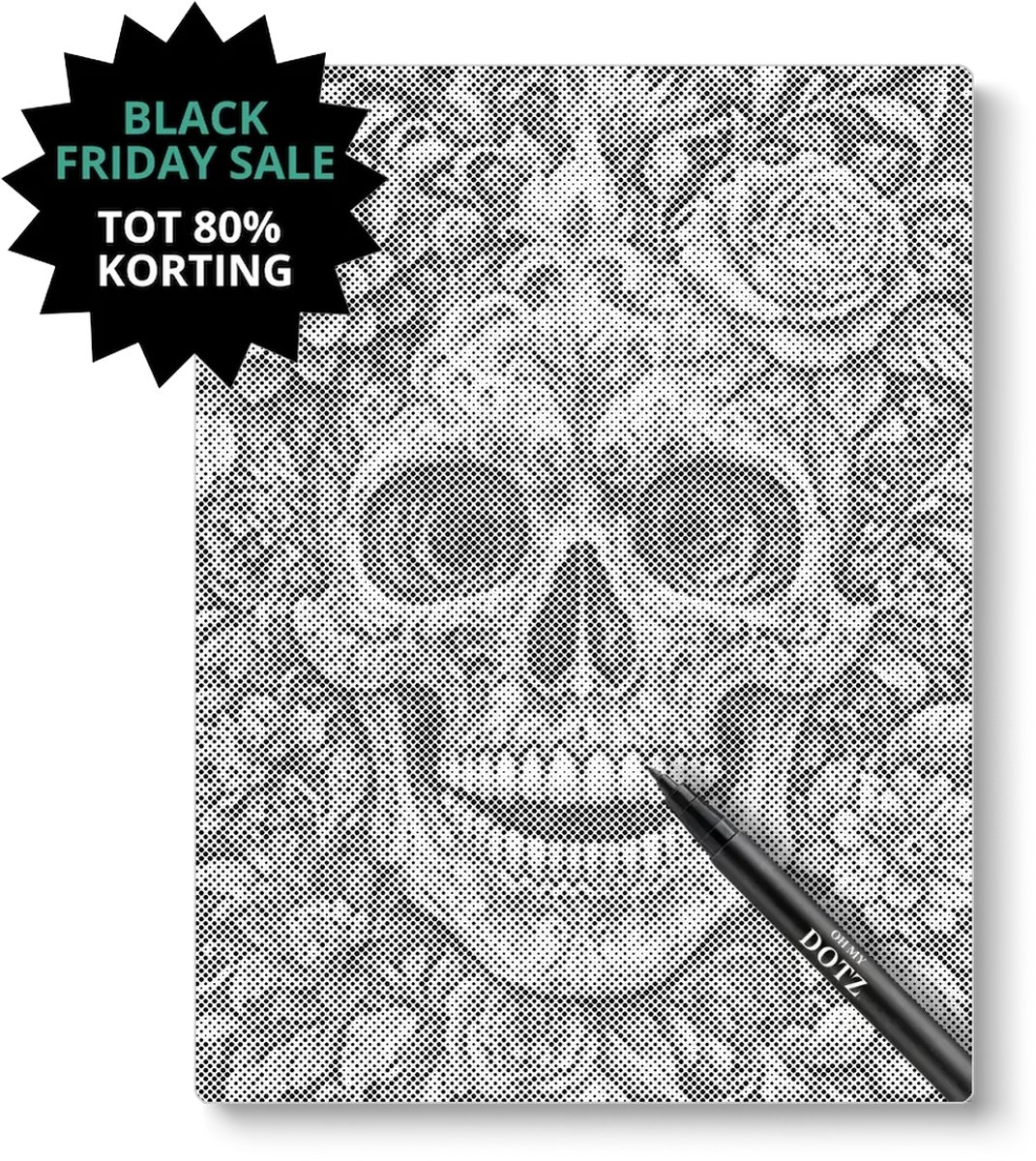 Doodshoofd | Dot painting | 40x50cm | Dot painting | Oh My Dotz | Dots stippen | Diamond painting & Schilderen op nummer alternatief | Happy hobby — afbeelding 3