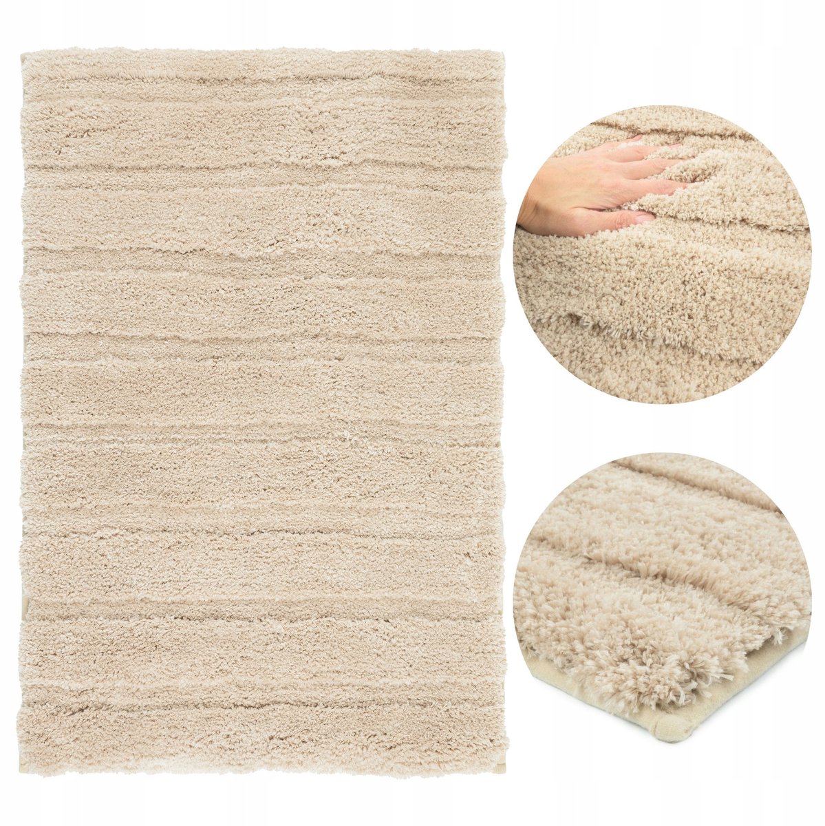 Zacht Badmat Antislip Beige 60x110cm Dik Plooibaar Shaggy