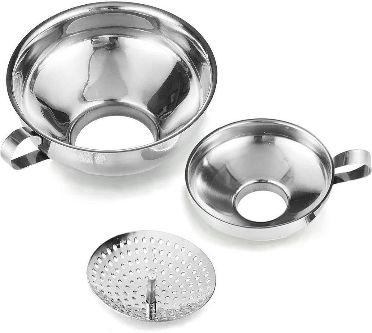 3-Pack - Trechters - Roestvrij staal - Keukentrechters - Trechters voor jam in blik