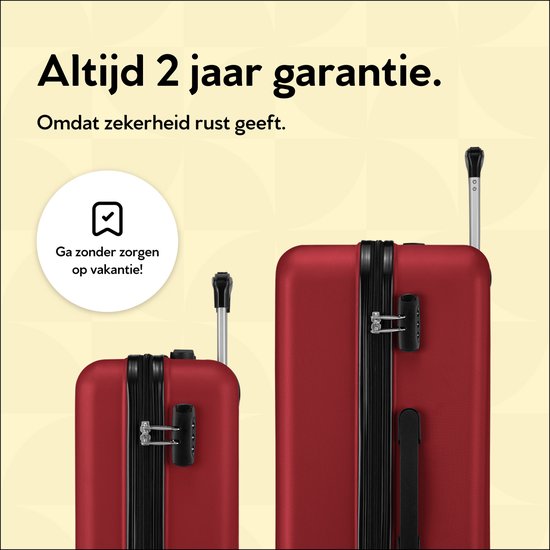 BHPPY Handbagage koffer 53x35x20cm - Handbagage trolley 33L - Lichtgewicht koffer 2.6kg - Reiskoffer met cijferslot - Rood