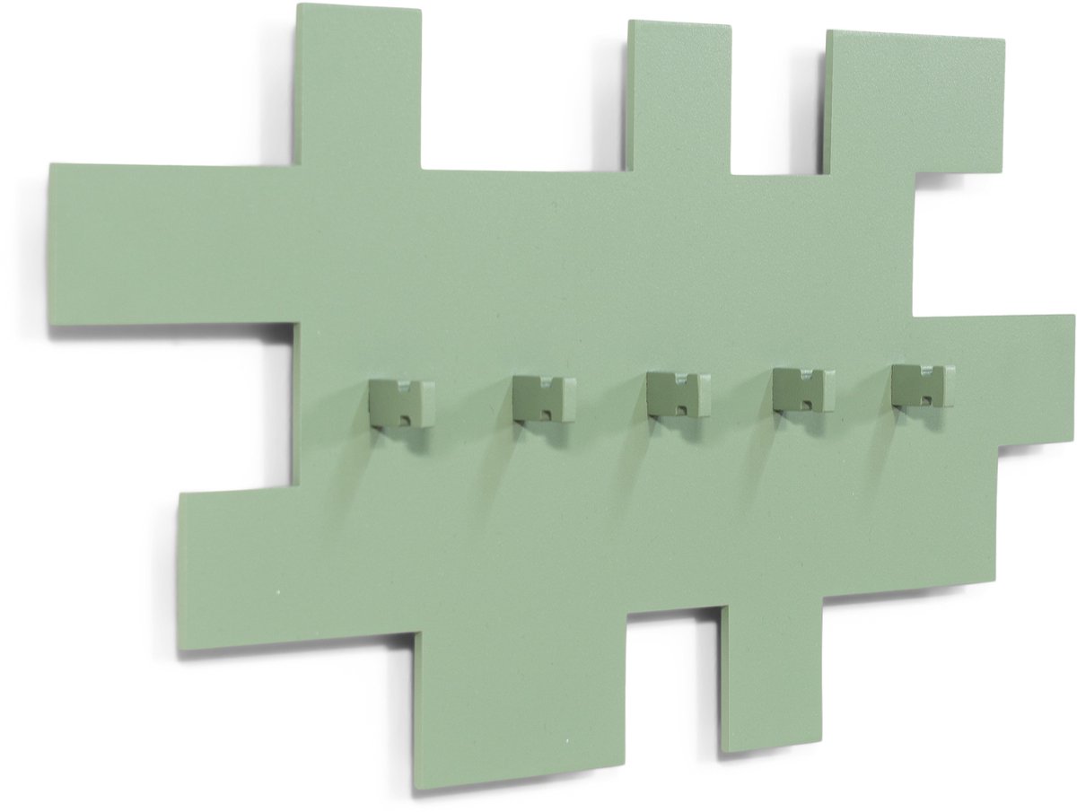 Spinder Design kapstok Tetromino - Dusty Green - 5 haken - Staal