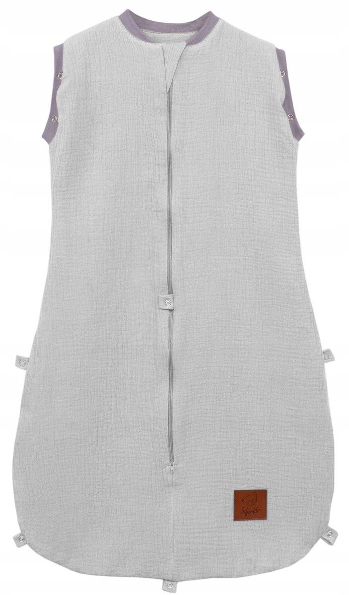Baby slaapzak muslin 2.5 TOG, 0-18 mnd, verstelbaar, grijs