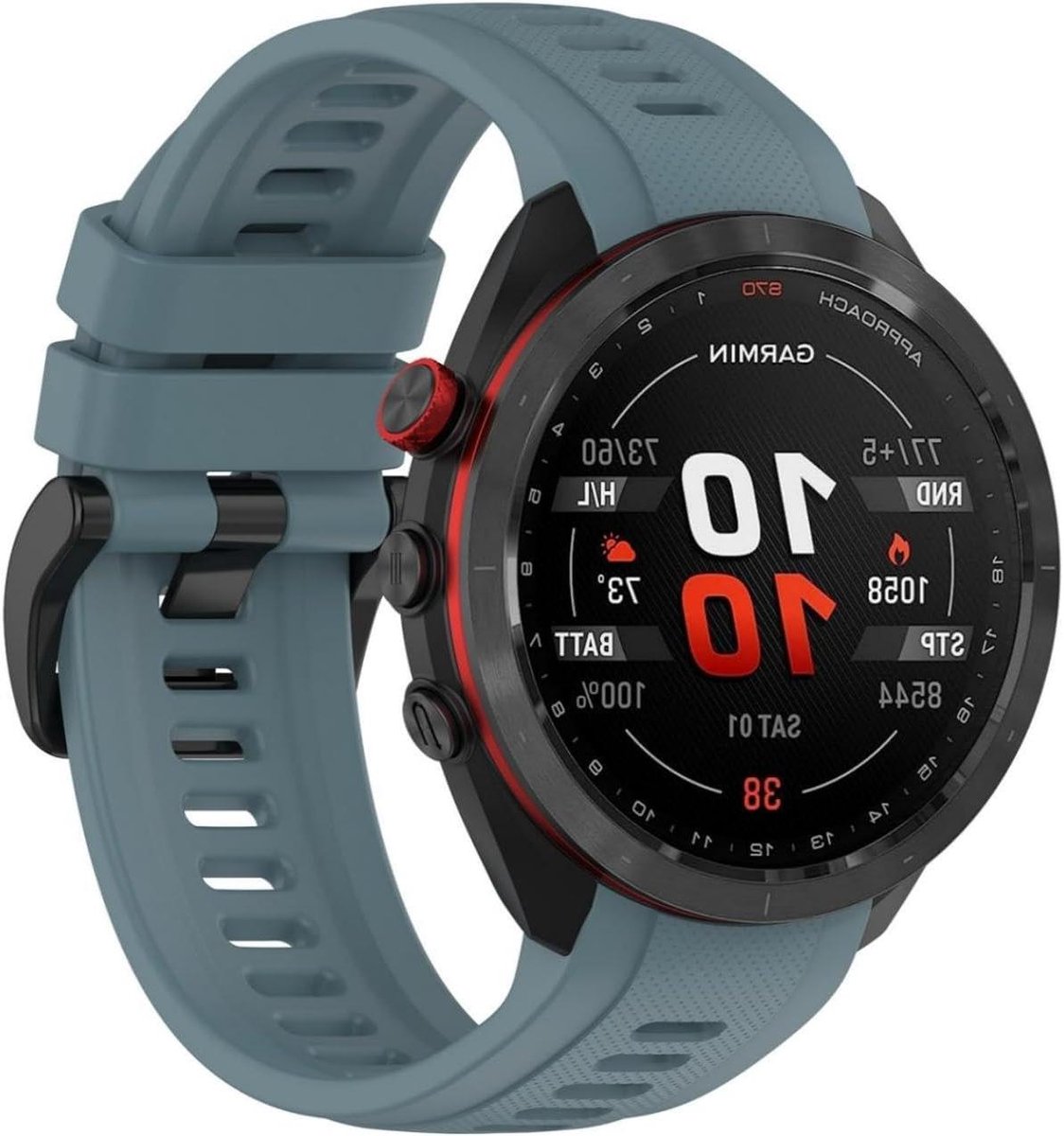 Provento - Zachte siliconen horlogeband compatibel met Garmin Approach S70 47 mm, vervangende riem [slijtvast] [ademend]