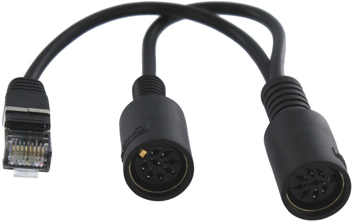 Cavus RJ45 naar 2x 8-pins DIN Powerlink PL8 splitter voor B&O / zwart - 0,15 meter