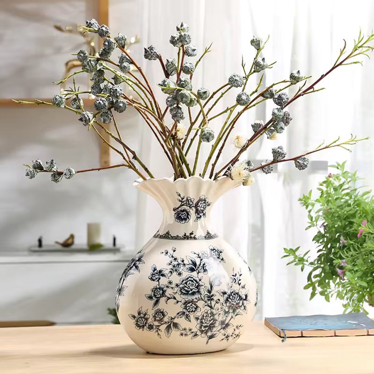 Home Cute Home - Europese design porseleinen vaas met blauwe bloem