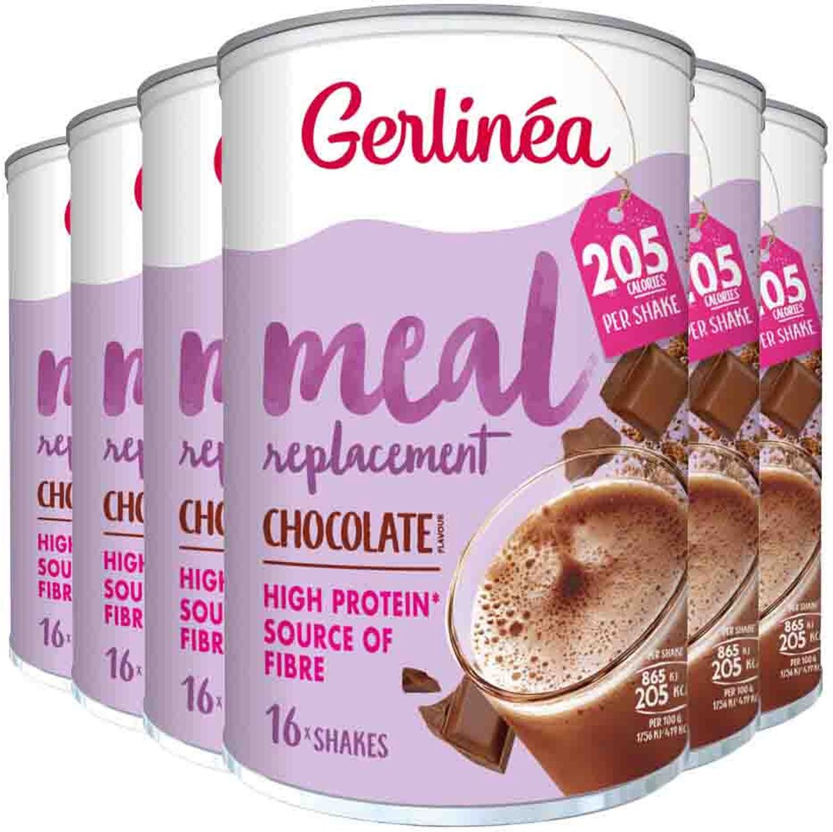 Gerlinea Milkshake Chocolade - 6 x 436 gr - Voordeelverpakking