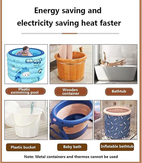 2000W snelkokende dompelverwarmer: compact en draagbaar, automatische veiligheidsuitschakeling, roestbestendig ontwerp voor baden, zwembaden en voetbaden. Gebruiksvriendelijke, hoogwaardige en duurzame waterverwarming (zwart) van Mixxar — afbeelding 5