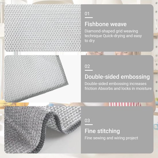 10x Microfiber Glas Reinigingsdoeken 30cm x 40cm, Pluist Niet