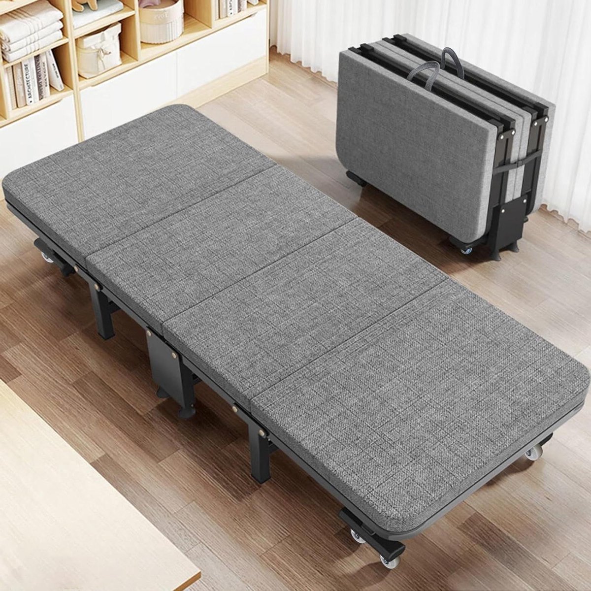 Provento - Opklapbed 70 x 190 cm - Logeerbed inklapbaar - Duurzaam opvouwbaar reisbed - Dikke schuimkernmatras