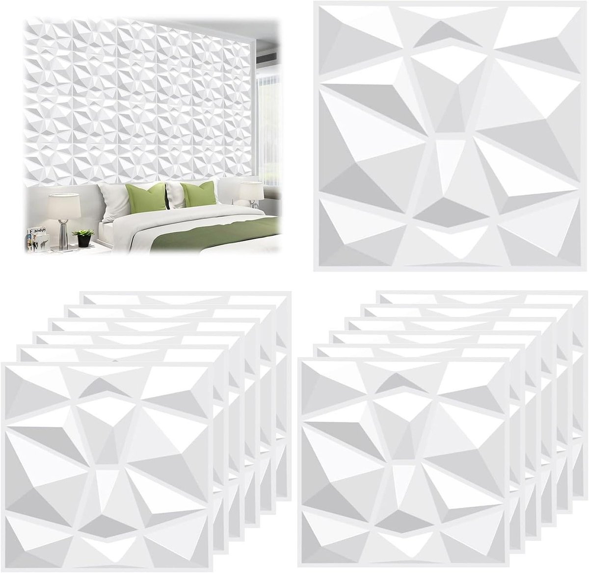 Provento - Zelfklevende 3D wandpanelen in steenlook voor keukenachterwand - 12 stuks, 30 x 30 cm - Waterdicht en decoratief voor binnenwand en meubels.