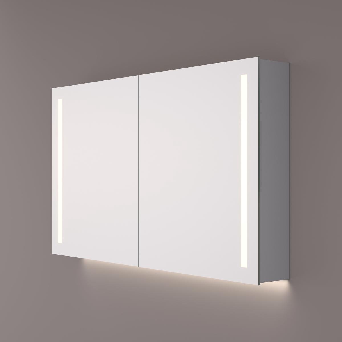 HIPP Design spiegelkast - Verticale LED Banen en Indirecte LED Verlichting 120 x 70 x 14 cm met Spiegelverwarming en Geaard Stopcontact