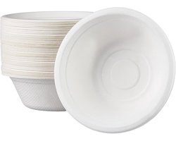 Disposable Eco-friendly Biodegradable Bowls - 50 Pieces - White, 17oz/480ml - Sugarcane Compostable Party Bowls voor Hot/Cold Food, Dessert, Soep, BBQ, Picknick