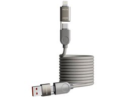 USB-C naar USB-C Kabel -4 in-1 Magnetische Oplaadkabel- Lightning Oplader-480Mbps gegevensoverdracht-240W-Anti knoop kabel -1. 2 Meter – Beeldscherm Display Monitor PC Kabel – O.a compatibel met laptop, PC & Macbook