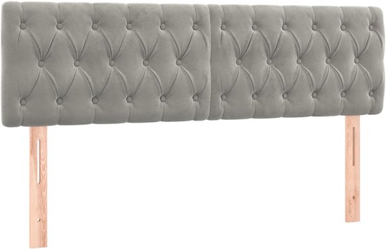 vidaXL - Boxspring - met - matras - fluweel - lichtgrijs - 140x190 - cm