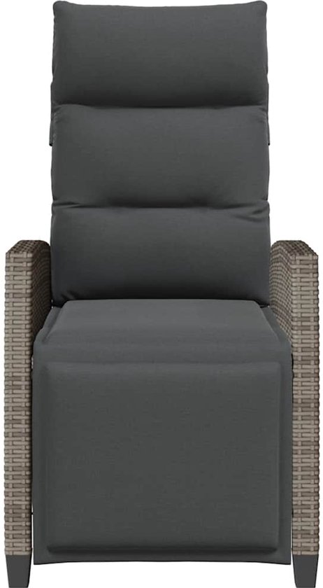 vidaXL - Chaise de jardin réglable avec table d'appoint en résine tressée - Gris