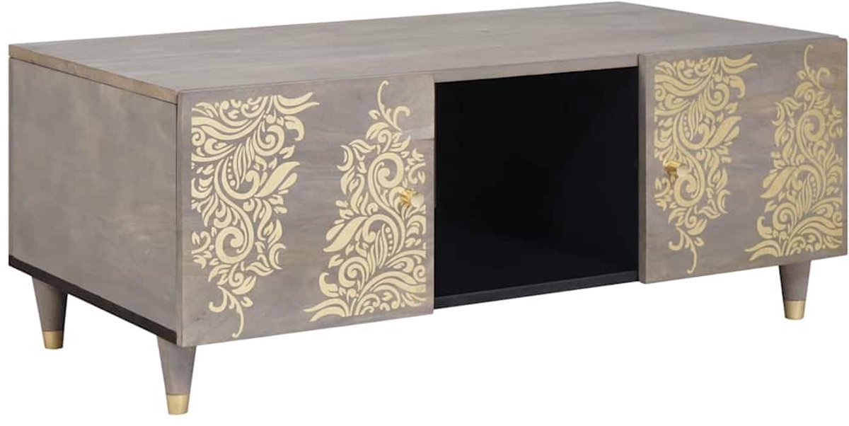 vidaXL Salontafel - Grijs - 100 - x - 54 - x - 40 - cm - Massief - Mango - Hout