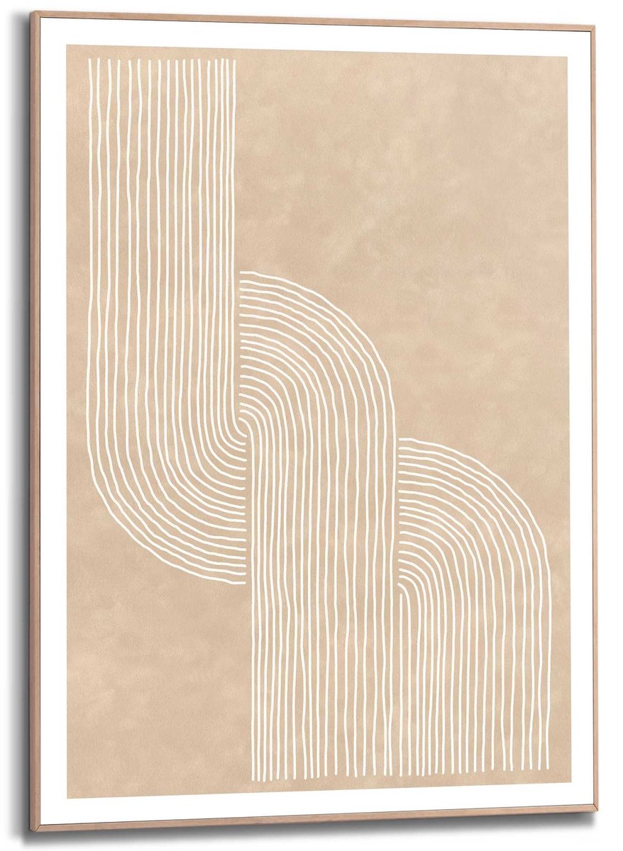 Schilderij Organische Lijnen - 70 x 50 - Hout - REINDERS