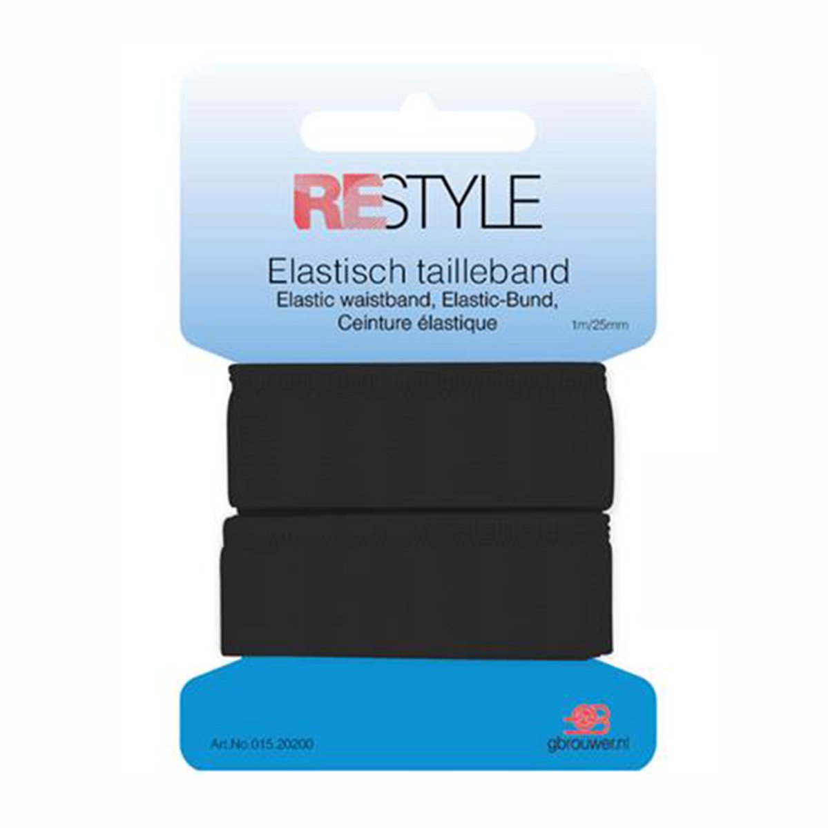 ReStyle - Elastisch Tailleband 25mm - Zwart - 1mtr