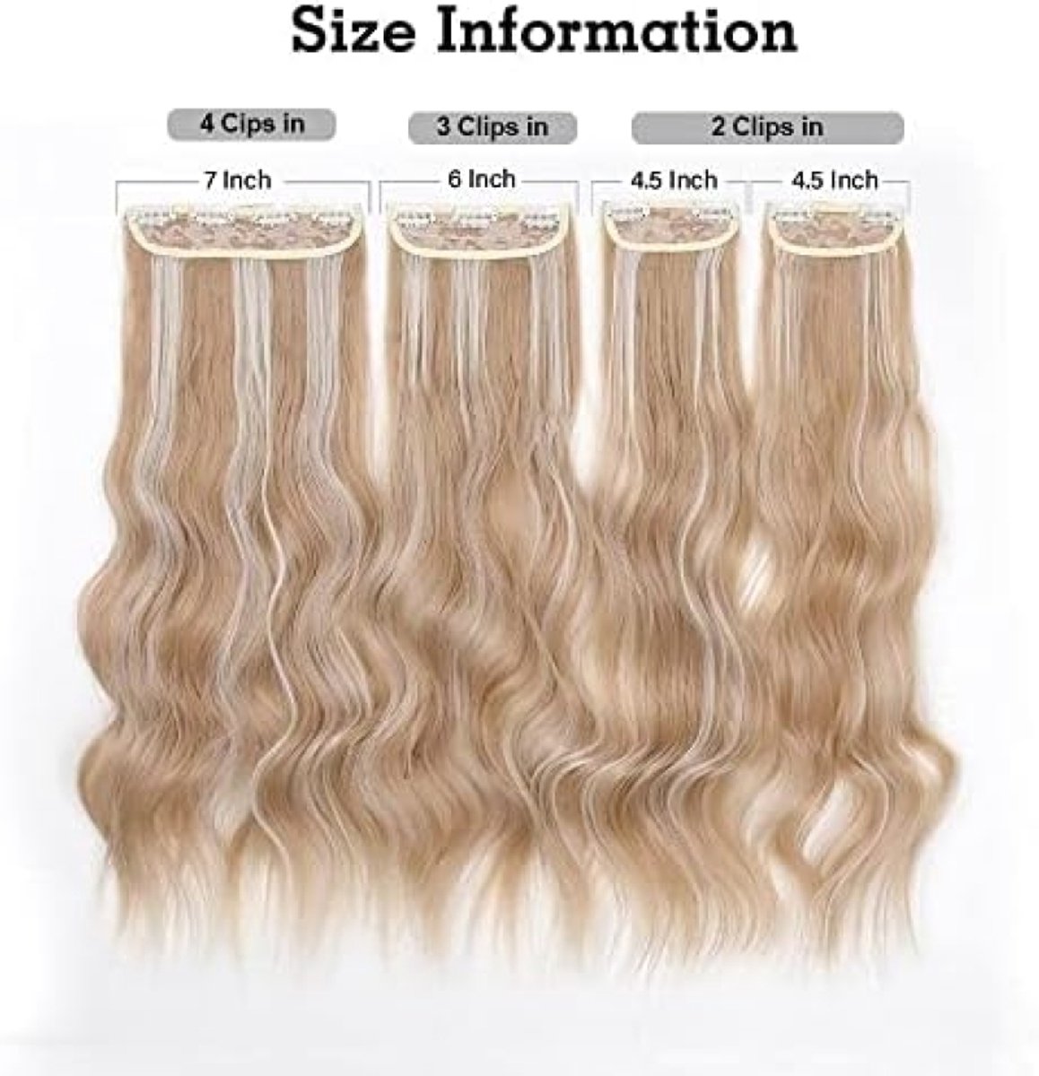 Clip-in hairextensies met golvend synthetisch haar - 20 inch set