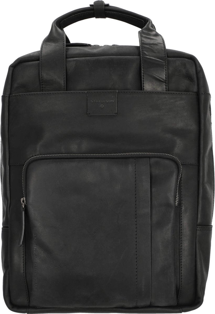 strellson Leren Laptop rugzak Rugzak Brick Lane Josh Backpack Black Zwart