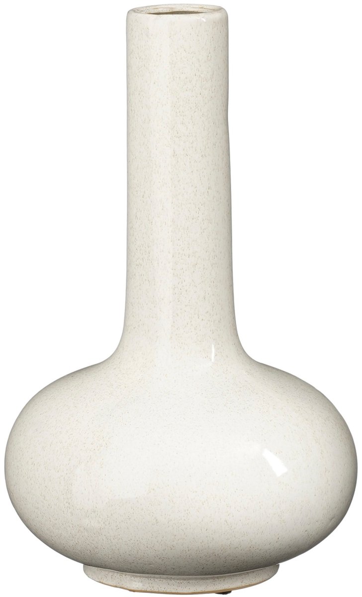 Mica Decorations Bloemenvaas Milly - wit - keramiek - D24 x H36 cm - smalle hals - flesvaas