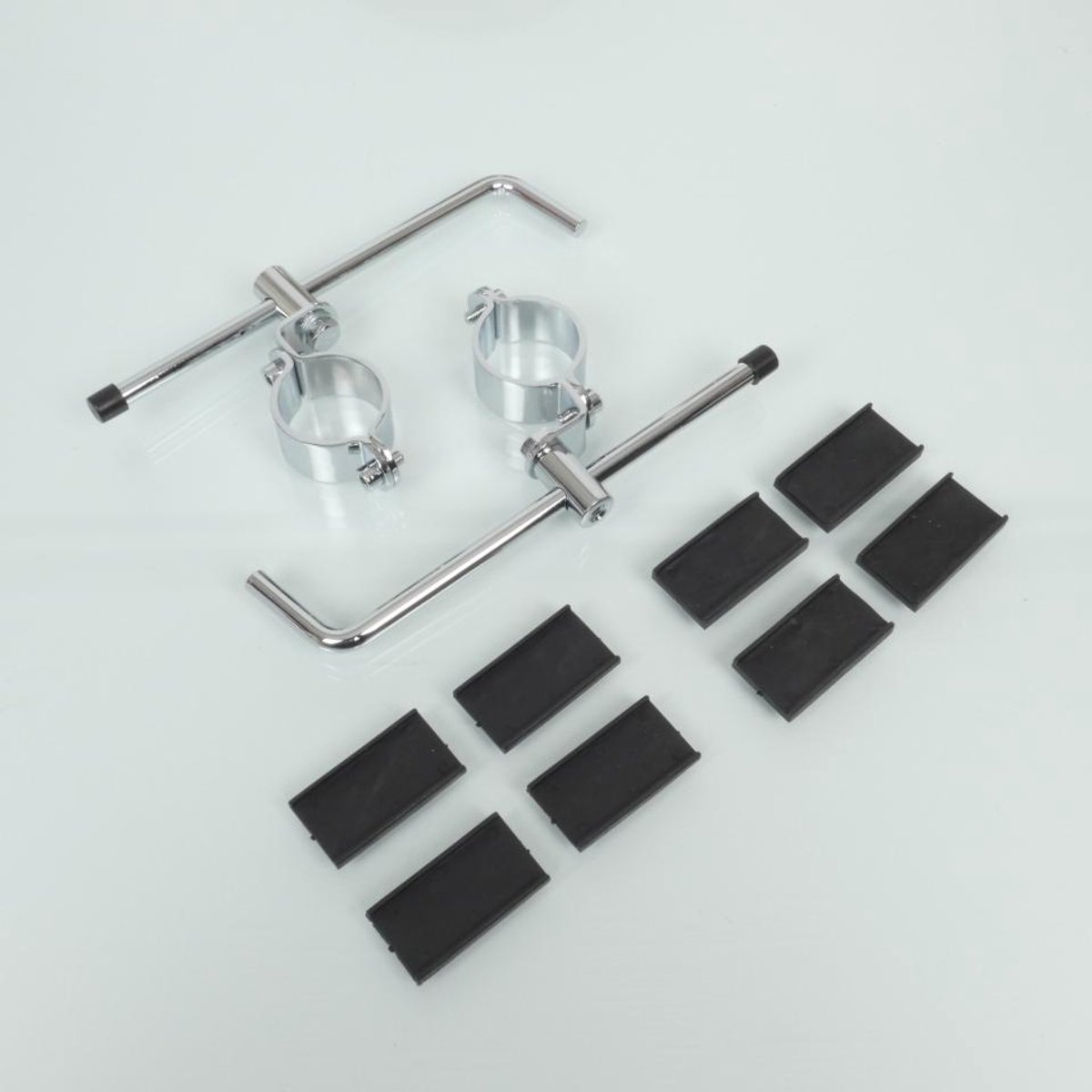 Kit fixation chromé pour bulle saut de vent Puig Roadster moto phare rond Neuf