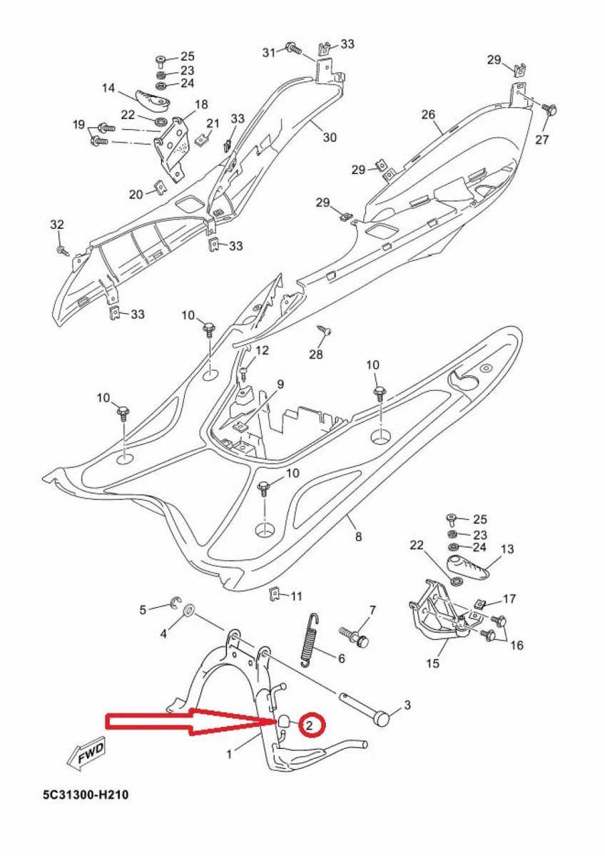 Tampon butée de béquille centrale pour scooter Yamaha 50 Mint 3VR-27114 Neuf