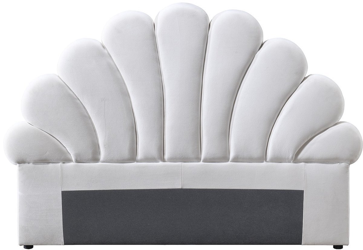 Vente-unique Schelpvormig hoofdbord - 160 cm - Fluweel - Wit - MOANA