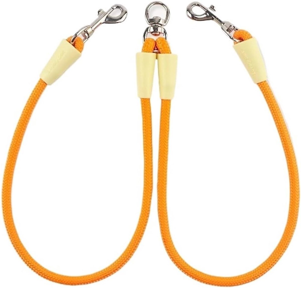 Daity 1. Dubbele hondenriem, anti-klitriem, geschikt voor twee honden, riemverdeler, geschikt voor het uitlaten van twee honden, 0,6 * 50 cm (oranje)