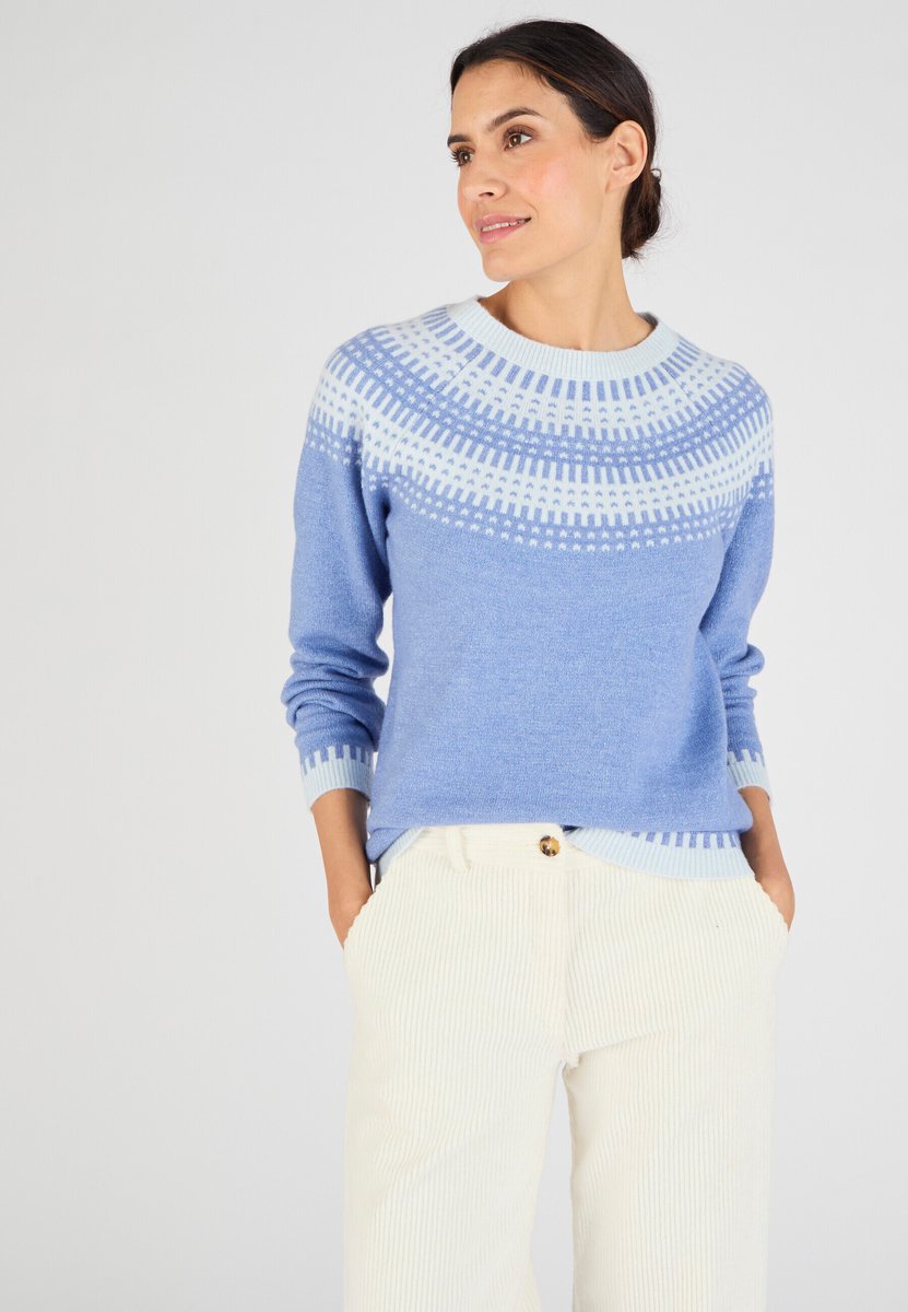 Damart - Jacquardtrui met glanzende thermolactylgarens - Dames - Blauw - XS