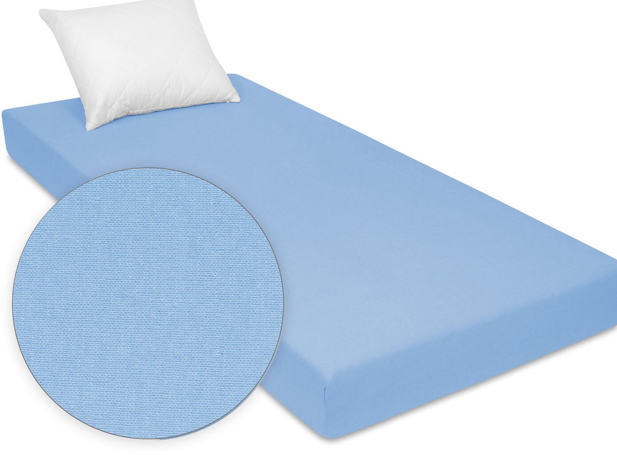 Jersey Hoeslaken met Elastiek 90x180 cm - Lichtblauw