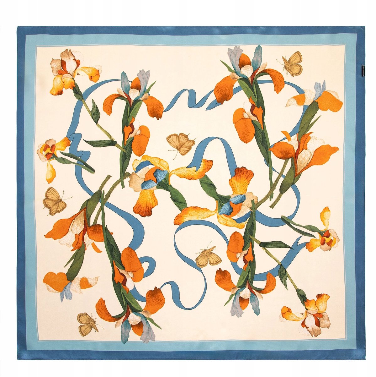WITTCHEN Dames Zijden Sjaal Blauw-Oranje 66x66cm