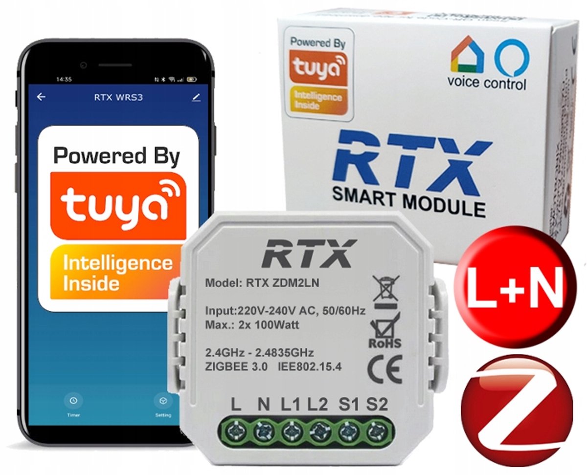 RTX Zigbee 3.0 Dimmer Module 2-Kanaals Inbouw