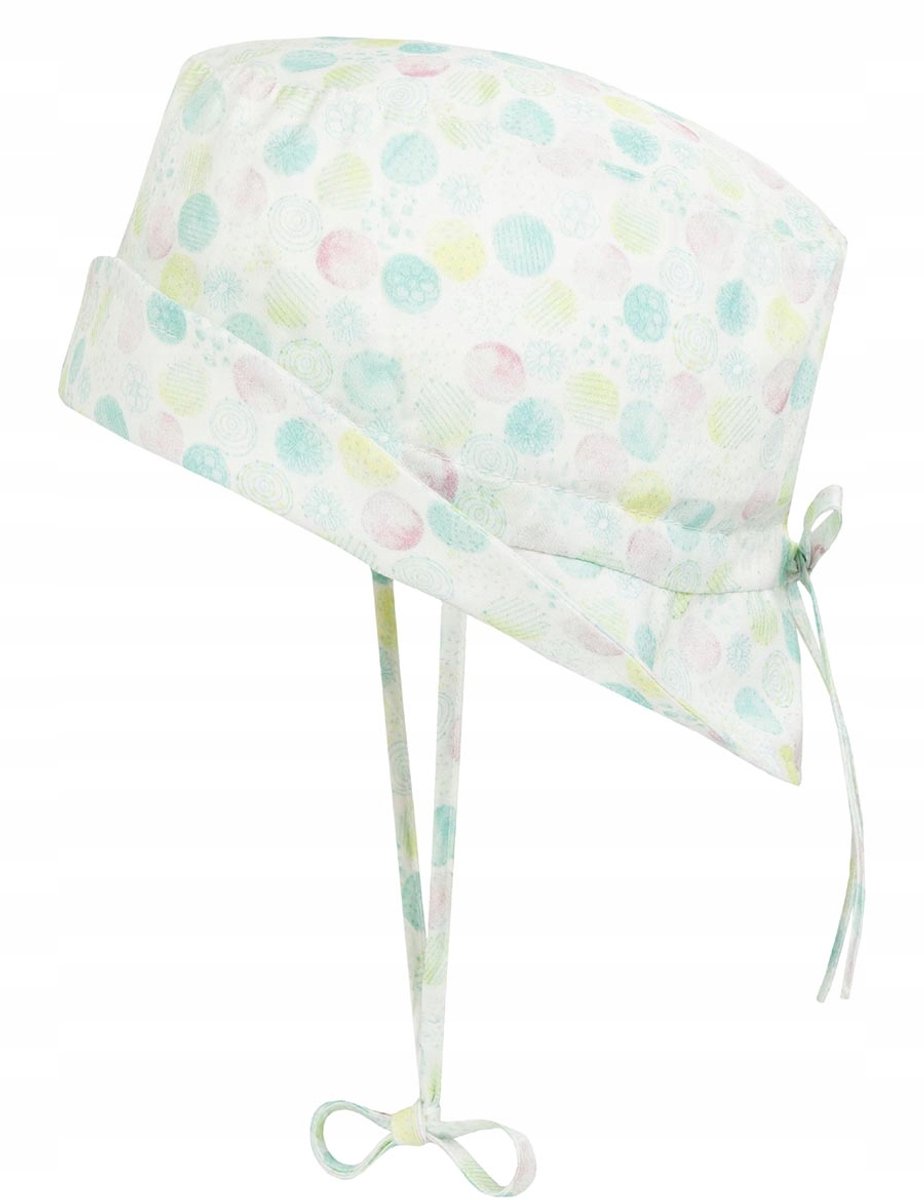Pop Zomerhoedje Meisjes Maat 47 - Wit/Mint met Strikje