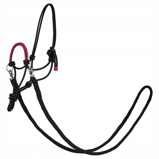 York Zirco touw ponyhalster met zwart en roze detail York Zirco touw ponyhalster met zwart en roze detail